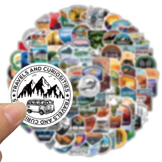 พร้อมส่ง! Camping outdoor travel การตั้งแคมป์ adventure สติกเกอร์ ตกปลา National PARK สเก็ตบอร์ด 100ชิ้น sticker