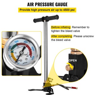 3 Stage สูบลมแรงดันสูง แรงดันสูง สูบแรงดันสูง PCP Pump + Pressure Gauge 6000PSI ปั๊มมือสำหรับพีซีพีอากาศ เรือยาง