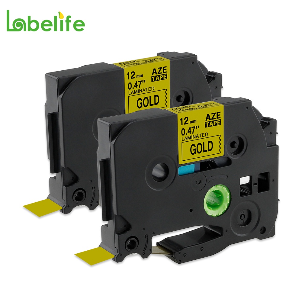 Labelife 2 Pack TZ831 Compatible Brother P-touch Tape TZe831 TZ-831 TZe-831  Black on Gold TZ Tape 1
