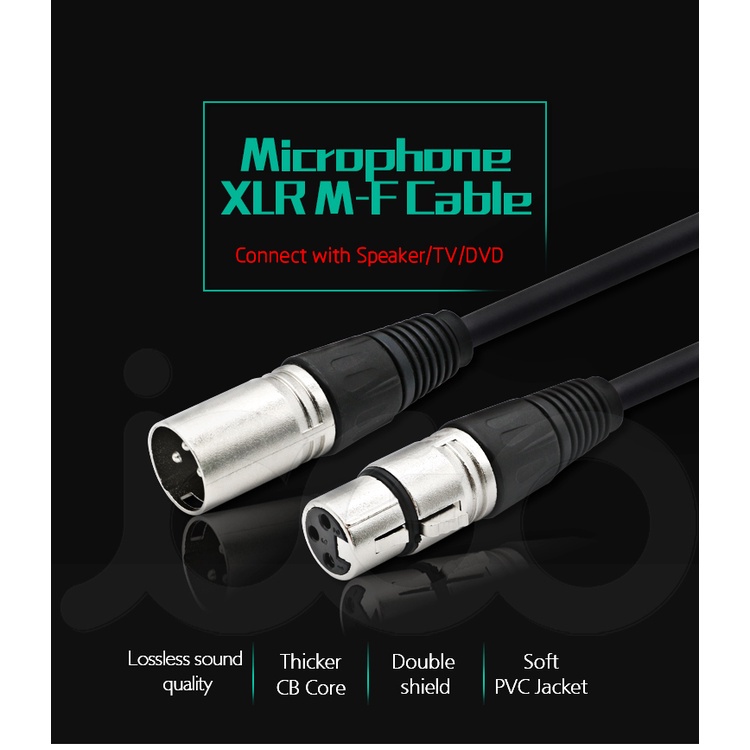 สาย XLR สายไมโครโฟน แบบ XLR และมิกเซอร์ Female XLR3 to Male XLR3 Cable,1 M