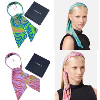 SALE! Versace เวอร์ซาเช่ headband ribbin bow tie โบว์ ไปทะเล สวย ที่คาดผม คาดผม แบรนด์เนม ของขวัญ ผู้หญิง ฟ้า ชมพู เขียว