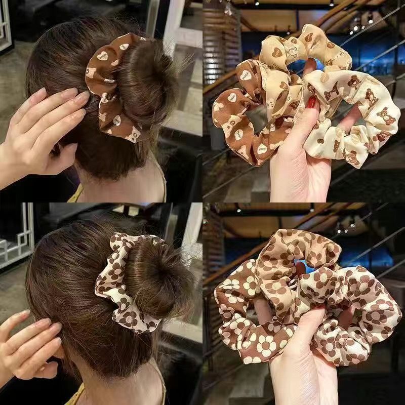 ยางรัดผมโทนสีน้ำตาลลายน่ารักสวยมาก มีหลายแบบให้เลือก