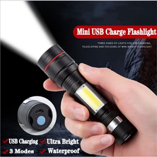 ไฟฉาย LED COB 3 โหมด แบบพกพา ชาร์จ USB กันน้ํา สว่างพิเศษ สําหรับอ่านหนังสือ เดินป่า ตั้งแคมป์