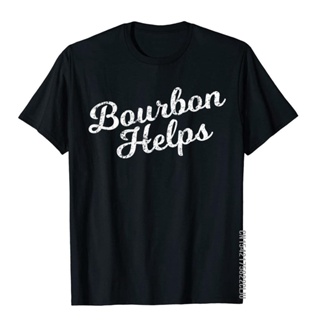 เสื้อยืดครอปเสื้อยืด ผ้าฝ้าย พิมพ์ลาย Bourbon Helps สไตล์คลาสสิก สําหรับผู้ชายS-5XL