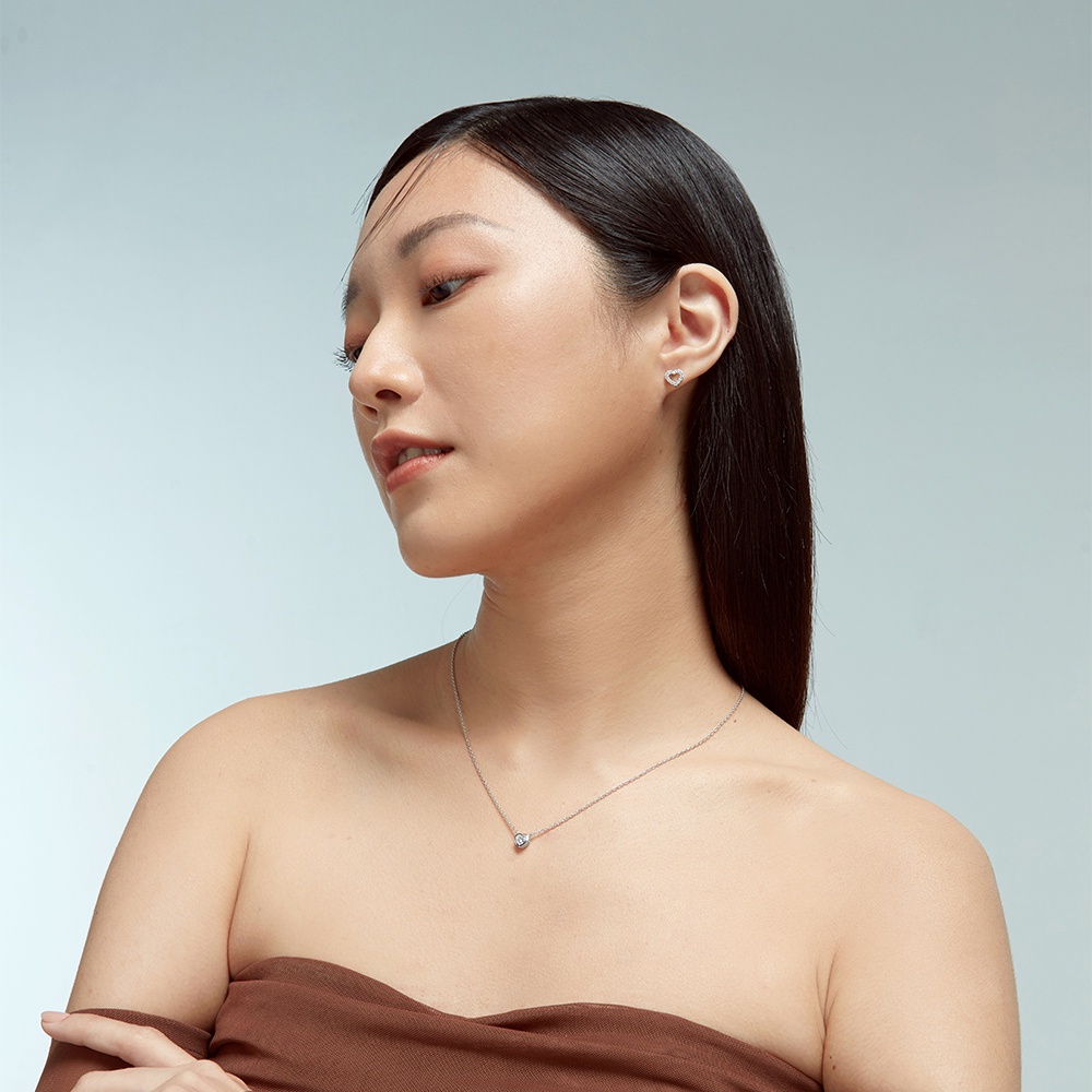 Jewellista ต่างหูรูปหัวใจเงินแท้   Love ประดับพลอย CZ ราคา ถูกที่สุด ดีลบีเคเค แกลเลอรีภาพที่ 2