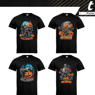 เสื้อยืด Halloween ฮาโลวีน เสื้อพิมพ์ลาย สีดำ เนื้อผ้า Cotton blends dry คุณภาพดี ใส่สบาย ไม่ร้อน by inkspa