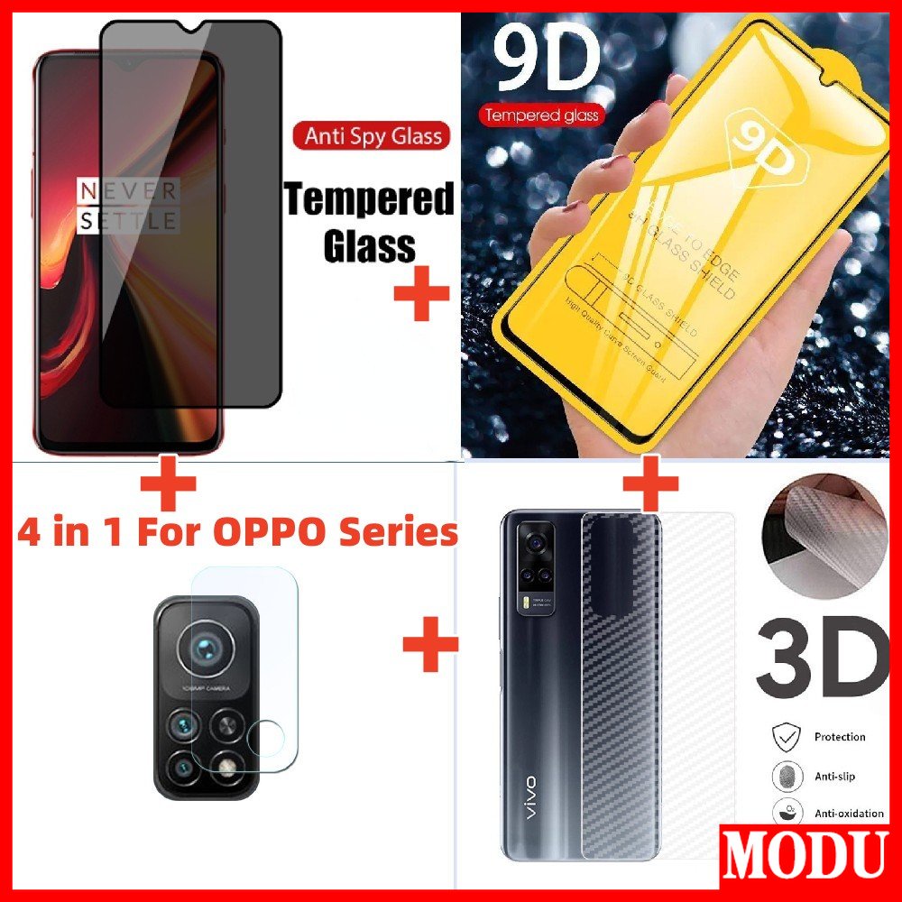 กระจกนิรภัยกันรอยหน้าจอ 4 in 1 สําหรับ OPPO A57 A12 A16K A16 A76 A74 A36 A5S A7 A12E A5 A3S A54 A92 