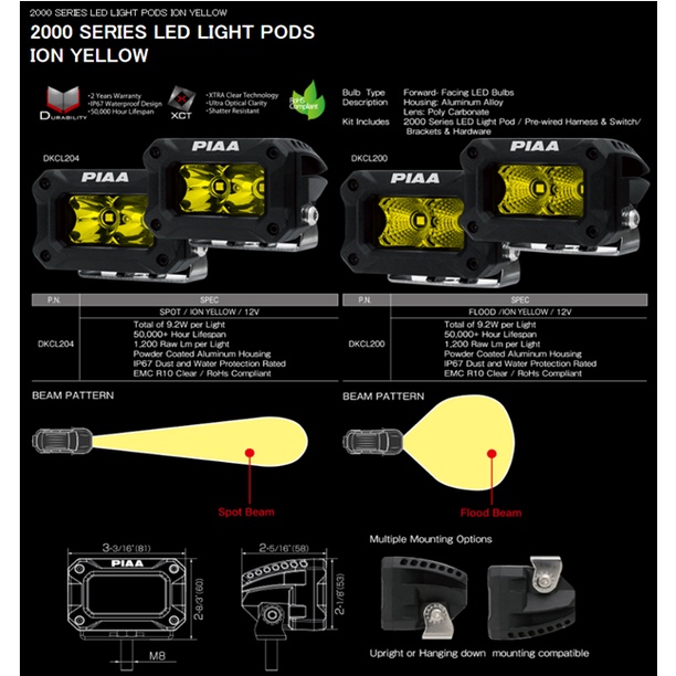 PIAA 2000Series LED Light Pods ION Yellow แสงเหลือง ราคา ถูกที่สุด ดีลบีเคเค แกลเลอรีภาพที่ 4