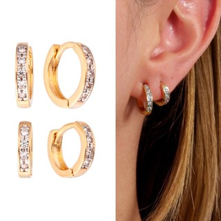Kit Com 2 Argolas 1 2 Furo Banhadas à Ouro 18k