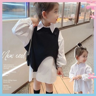 Girls autumn clothes 2021 Internet celebrity long shirt long sleeve childrens vest irregular vest baby wear base shirt