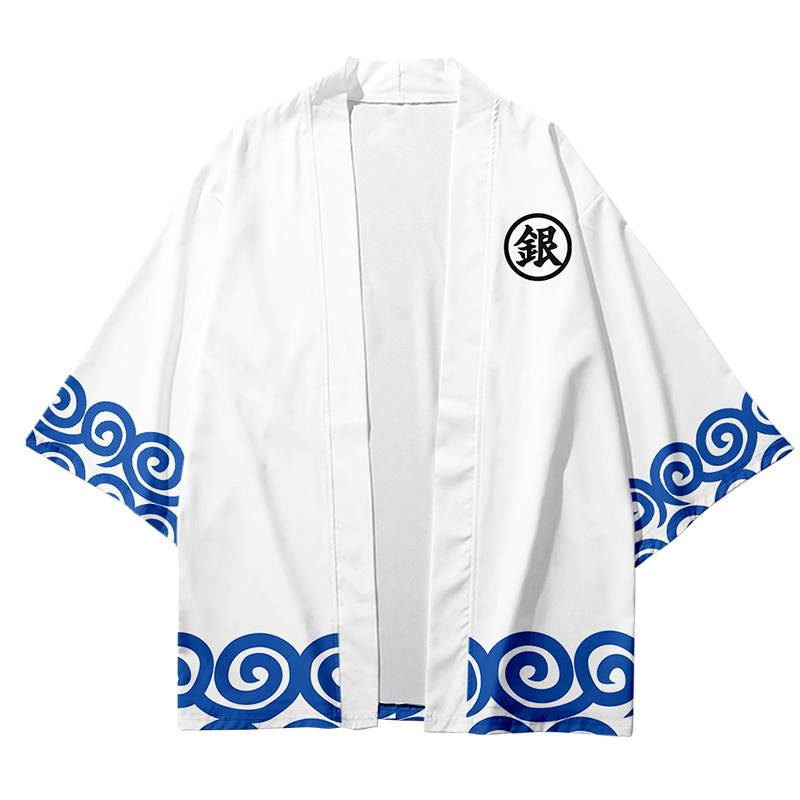 Yb GINTAMA กิโมโน Haori แขนยาวคอสเพลย ์ Gintoki Top Casual อะนิเมะแจ ๊ กเก ็ ต Unisex คาร ์ ดิแกน Plus ขนาด