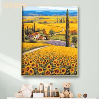 Drofe 【40*50 ซม. ไม่มีกรอบ】ภาพวาดสีน้ํามันอะคริลิค ตามตัวเลข รูปดอกทานตะวัน หลากสี สําหรับผู้ใหญ่