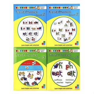 Letterland Fix-it Phonics Studentbook Level 2-3 Set of 4 Books, Learn English with Letterland