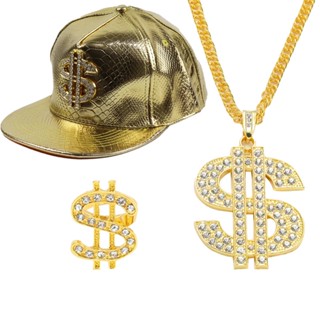 Hip Hop Rap Gold Color US Dollar Pendant Necklace Chain Accessories Hiphop Jewelry Money For Women/Men Bling Jewelry