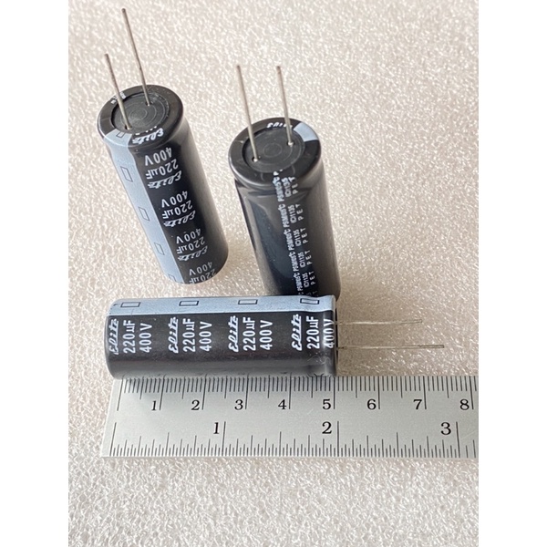 (แพ็ค1ตัว) C 220UF 400V คาปาซิเตอร์ ELITE สีดำ105C ขนาด18x50mm แท้-ใหม่,C220UF 400V ,Capacitor 220UF