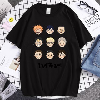 เสื้อยืดสไตล์เกาหลี อะนิเมะ Haikyuu การ์ตูน Kawaii พิมพ์เสื้อยืดผู้ชายญี่ปุ่นมังงะวอลเลย์บอลคลับเสื้อยืด Kuroo Bokuto Oy