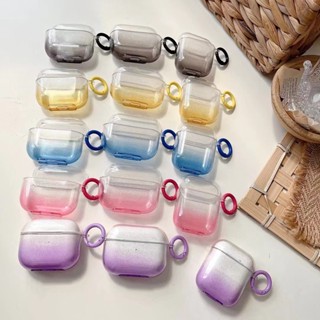 เคสหูฟัง แบบนิ่ม ไล่โทนสี พร้อมแหวน สําหรับ airpods 1 2 3 pro 2