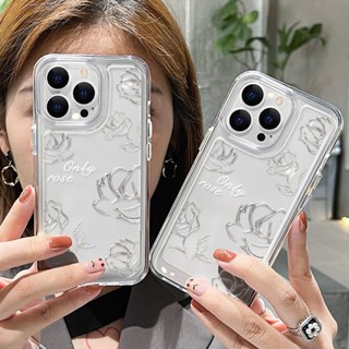 TPU ดอกไม้ใสเคสมือถือ For Iphone 11 12 13 14 Pro Max X Xs Max 7 8 Plus 14ProMax 7plus 8plus SE 2022 2020 เคสอคิลิคนิ่ม