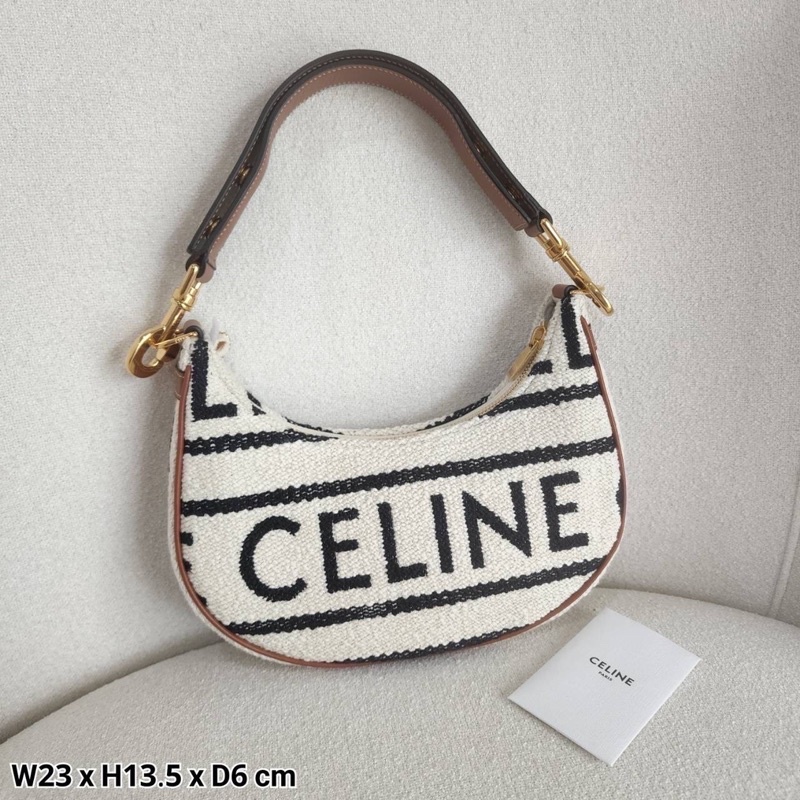 MEDIUM AVA STRAP BAG IN TEXTILE WITH CELINE ALL-OVER AND CALFSKIN