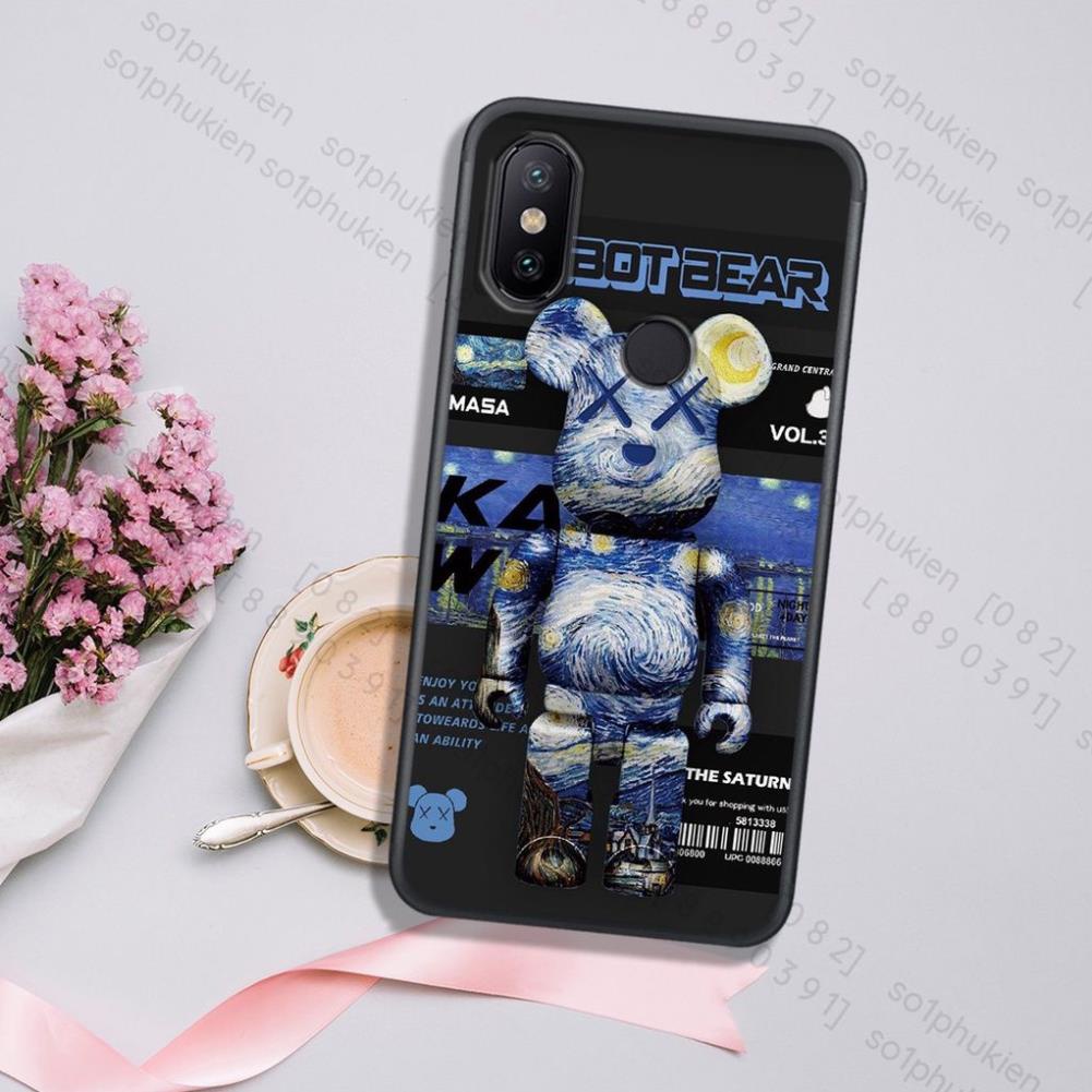เคสกระจกสําหรับ Xiaomi mi 8, mi 8 se (8se), mi 8 lite, mi 8 pro พร้อมพิมพ์หมี Robot, HOT สุดๆ