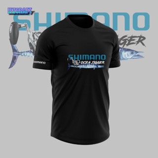 เสื้อยืดผ้าฝ้ายพิมพ์ลายแฟชั่น เสื้อยืด ไมโครไฟเบอร์ พิมพ์ลาย Shimano Ocea Jigger สําหรับตกปลา