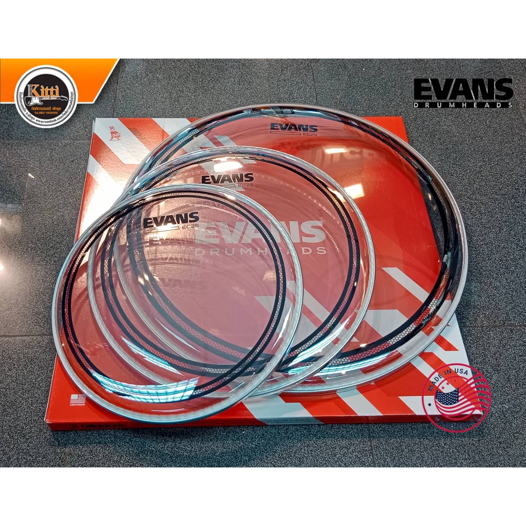 หนังกลอง Evans EC2S Clear Rock Tom Pack 10,12,16 นิ้ว (แบบแพ็ค)