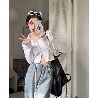 ส่งทันที Cici (J271)เสื้อแขนยาวไหมพรม คอเต่า ดีเทลซิปหน้าสีพื้น สวยชิคใส่กับอะไรก็รอด