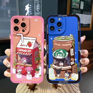 เคสโทรศัพท์มือถือ ขอบสี่เหลี่ยม แบบป้องกันเต็มเครื่อง ลาย My Melody Coffe Kuromi สําหรับ Samsung Galaxy S22 Plus Note 20 Ultra S21 FE S20