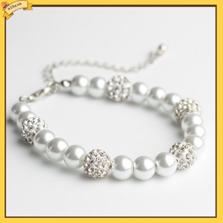 [Athena] women สร้อยข้อมือประดับไข่มุก Rhinestone