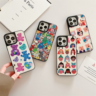 Casetify GIRLS &amp;Teddy Earth &amp;Fun Friends เคสโทรศัพท์มือถือ TPU กันกระแทก ลายตัวอักษร มีกระจกด้านข้าง สําหรับ iPhone 14 Pro MAX 14 Plus 13 Pro MAX 12 Pro MAX 11