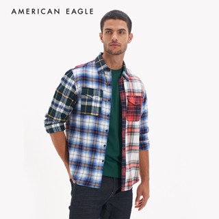 American Eagle Block Pattern Flannel Shirt เสื้อเชิ้ต ผู้ชาย ผ้าแฟลนเนล  (NMSH 015-2319-900)