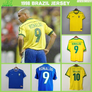 เสื้อกีฬาแขนสั้น ลายทีมชาติฟุตบอล Brazil world cup 1998 สําหรับ Ronaldo RIVALDO