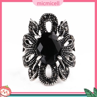 (micmicell) ของขวัญเครื่องประดับสตรีแหวนโลหะผสมเรซิ่นลายดอกไม้วินเทจ