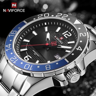 Naviforce 9192 นาฬิกาข้อมือควอตซ์แฟชั่น สายแสตนเลส เรืองแสง กันน้ํา สําหรับบุรุษ 3ATM