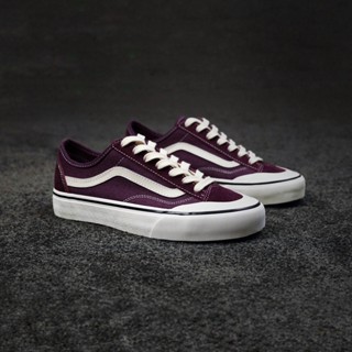 Vans Style 36 Decon รองเท้าผ้าใบลําลอง ข้อสั้น สีแดงไวน์ สําหรับผู้ชาย ผู้หญิง เหมาะกับการเล่นสเก็ต