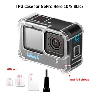 เคสโทรศัพท์มือถือ TPU ใส กันกระแทก สีดํา สําหรับ gopro Hero 12 11 10 9