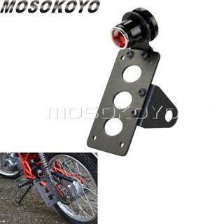 Motorcycle Side Mount Tail Lights Rear Brake Stop Lamp LED License Plate Bracket Holder for Cafe Racer Cruiser Scrambler