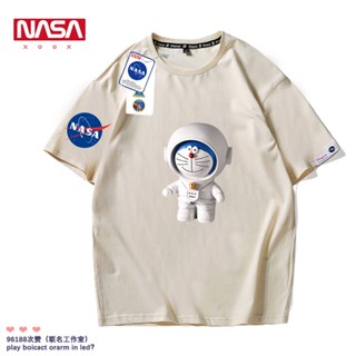 เสื้อยืดแขนสั้น พิมพ์ลายการ์ตูนโดราเอมอน nasa ทรงหลวม แฟชั่นฤดูร้อน สําหรับผู้ชาย