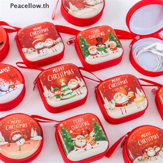 Peacellow กระเป๋าใส่เหรียญ หูฟัง มีซิป ลายการ์ตูนซานตาคลอสน่ารัก ขนาดเล็ก แฟชั่นคริสต์มาส สําหรับเด็ก