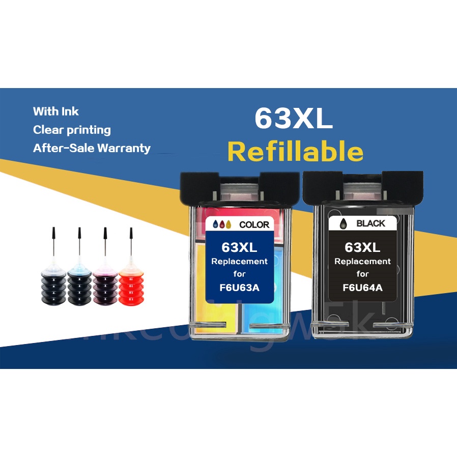 iUJ9 hp 63 หมึก hp 63xl  สีดำ hp63xl ตลับหมึก hp63hp 63 xl ตลับหมึกตลับหมึกรีฟิล HP 1112 2130 3630 3