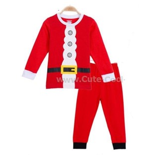 XA-047 ชุดนอนเด็กลายซานตาคลอส Santa แขนยาวขายาวผ้าบางนิ่ม Size-90 (1-2Y)