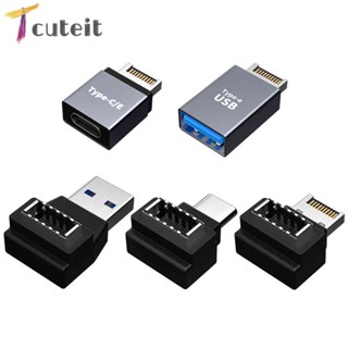 Tcuteit อะแดปเตอร์เชื่อมต่อเมนบอร์ด Type E เป็น Type C USB สําหรับคอมพิวเตอร์ตั้งโต๊ะ PC