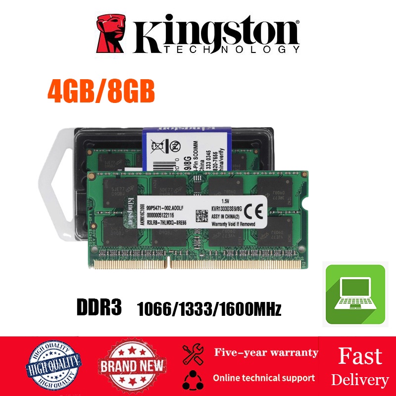 【พร้อมส่ง】Kingston หน่วยความจําโน้ตบุ๊ก 4GB 8GB DDR3L SODIMM 1066 1333 1600MHz 204Pin 1.35V RAM PC3- 12800 สําหรับแล็ปท็อป