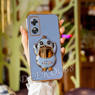  เคสโทรศัพท์มือถือแบบนิ่ม ชุบไฟฟ้า ลายเป็ดน่ารัก พร้อมขาตั้ง สําหรับ OPPO A38 A58 A78 A98 4G 5G OPPOA38 OPPOA58 OPPOA78