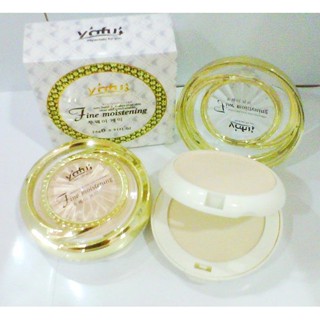 แป้งพัฟ 2ชั้น ยาฟู ตลับขาว ผสมรองพื้น Yafu Fine Moistening Whitenning Cake (No.1065) 26กรัม