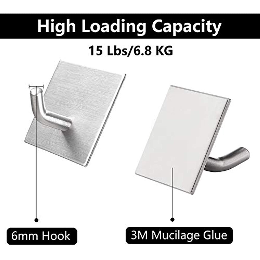 6 แพ็ค ตะขอกาวในตัว ถอดออกได้ ตะขอติดผนัง เหนียว ที่แขวน หนัก ห้องน้ํา ผ้าขนหนู ตะขอแขวนผนัง สําหรับสํานักงาน บ้าน เสื้อคลุม ครัว กระเป๋ากุญแจ - รูปที่ 2