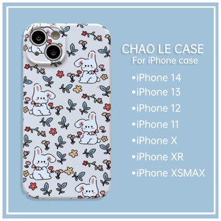 เคสกันกระแทกสีขาวสำหรับ iPhone 14 Pro Max 13 Pro เคสแข็ง iPhone 12 Pro 11 xs max xr x/xs เคสพิมพ์ลายกระต่ายน่ารัก