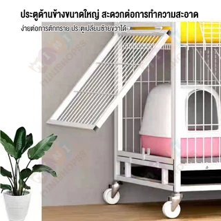 【ฟรีกระบะทรายแมว】จัดส่งฟรี กรงแมวทรงเหลี่ยมหนา กงแมวกรง กรงกระต่าย กรงแมว กรงสุนัข กรงแมวมีล้อ กรงสัตว์เลี้ยง กรงแมวใหญ่