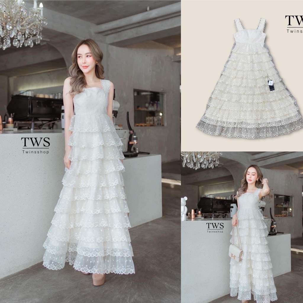 Maxi Dress ระบายชั้นๆ - Twins shop - Size M