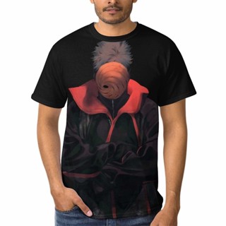 เสื้อยืดไม่ต้องรีด Bandai Uchiha Obito - เสื้อยืดโทบิมังงะอะนิเมะการ์ตูนโพลีเอสเตอร์เสื้อยืดคอกลมพิมพ์เสื้อผ้าที่จําเป็น